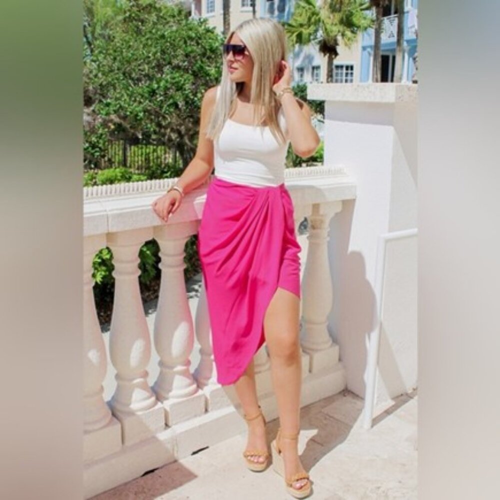 Hot Pink Ready For The Weekend Wrap Skirt